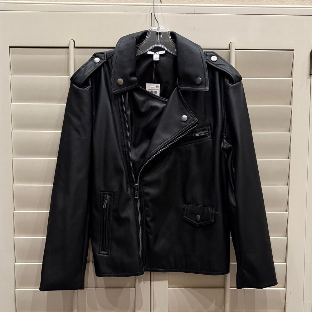 Sleek Black Vegan Leather Jacket